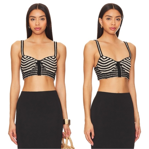 Lovers & Friends From REVOLVE Tropica Top in Black And Beige 100% Cotton - Picture 1 of 9